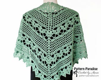 Crochet Pattern for Spring Showers Shawl, Wrap, Women's Shawl, Lacy Shawl, Elegant Wrap, Wedding Wrap, Wedding Shawl