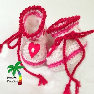 Crochet Pattern for Baby Booties, Hearts of Booties Slippers, PDF 12-099 INSTANT DOWNLOAD