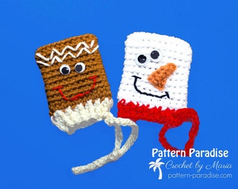 Crochet Pattern, Christmas Gift Card or Money Holder, Frosty and Ginger, Snowman, Gingerbread Man PDF17-354