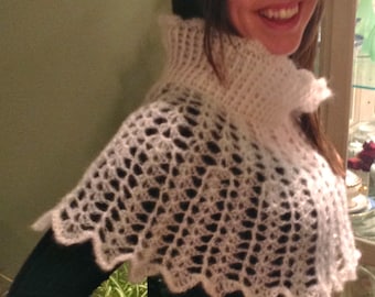 Crochet Pattern for Cowl Cape Poncho Shawl, Snow Angel, PDF 12-086 INSTANT DOWNLOAD
