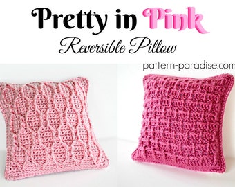 Crochet Pattern Throw Pillow Pretty In Pink PDF 17-300