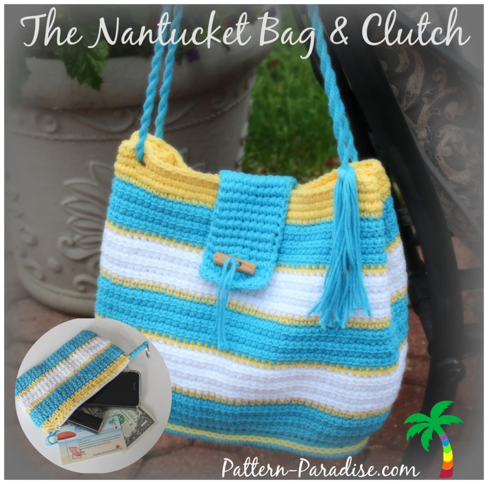 Crochet Pattern Tote Beach Bag and Wristlet PDF 14-146 INSTANT DOWNLOAD ...