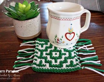 Crochet Pattern Mosaic Crochet Mug Rug, Crochet Coaster, Crochet Mat