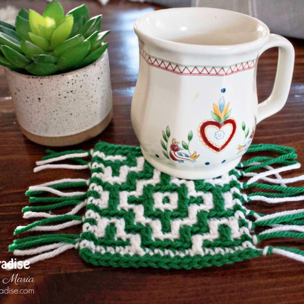 Crochet Pattern Mosaic Crochet Mug Rug, Crochet Coaster, Crochet Mat