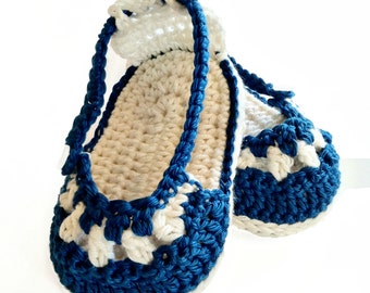 Haakpatroon voor babyslofjes & hoofdband, nautische sandalen en hoofdbandset voor babymeisje, PDF 12-029 INSTANT DOWNLOAD