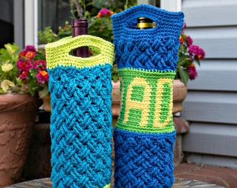 Crochet Pattern Gift Bag, DAD Gift Bag, Wine Bag, Crochet Gift Bag, Crochet Wine Bag  PDF 18-374