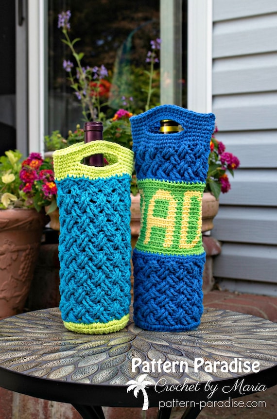 Crochet Pattern Gift Bag, DAD Gift Bag, Wine Bag, Crochet Gift Bag, Crochet Wine Bag  PDF 18-374