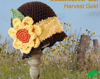 Crochet Pattern for cloche hat, Harvest Gold Hat, Witch Hat, Fall Hat,  PDF 14-132