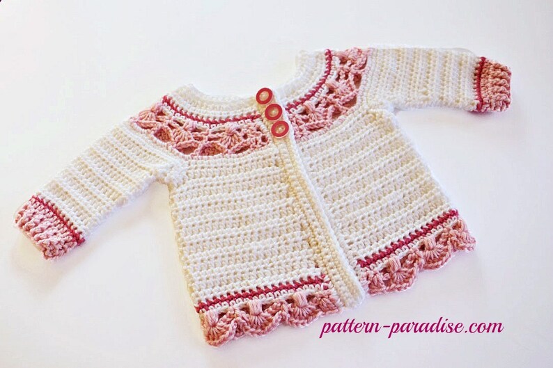 Crochet Pattern for Baby Toddler Sweater, Jasmine, PDF 12-093 image 4