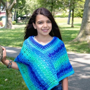 Crochet Pattern for Poncho Shawl, Sea Glaze, PDF 17-309