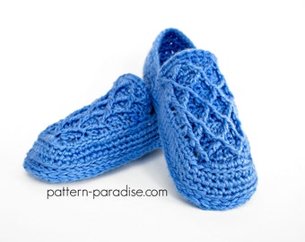 Crochet Pattern for Men's Slippers, Trellis Slippers Adult Slippers House Shoes Socks, PDF 16-283