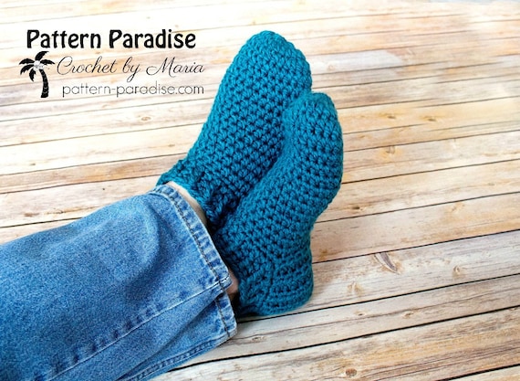 Crochet Pattern for Men s Slippers Snappy Slippers Adult Slippers