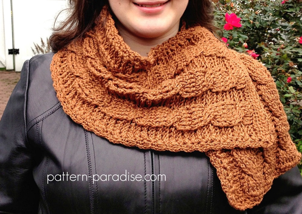 Crochet Pattern for Cable Scarf With Button, Shawl Wrap, PDF 12-068 ...