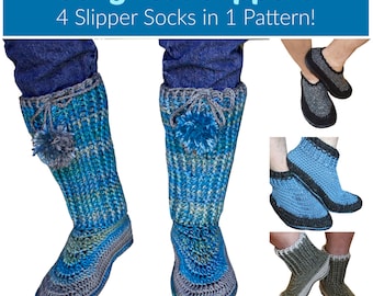 Crochet Pattern for Slippers, Cozy Feet, adult shoes PDF12-092