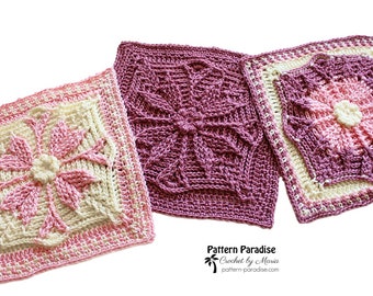 Crochet Pattern Afghan Barcelona, 12" Crochet Square, Blanket Square, Throw