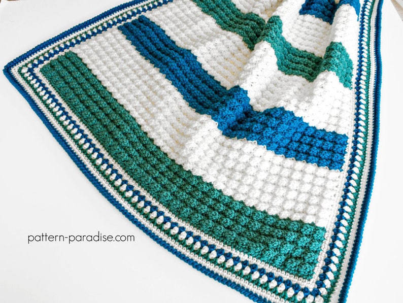 Crochet Pattern Baby Blanket Afghan Throw Blue Hawaiian PDF 17-308 image 4