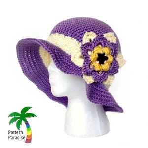 Crochet Pattern for Sunhat Wide Brimmed Hat, Summer Joy newborn to adult image 2