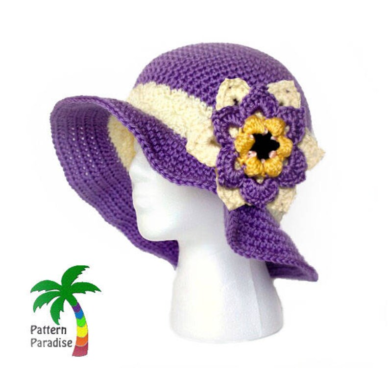 Crochet Pattern for Sunhat Wide Brimmed Hat, Summer Joy newborn to adult image 2