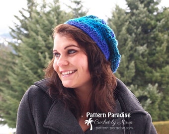 Crochet Pattern Ripple Slouchy Hat, Beanie, Slouchy, Hat for Men, Hat for Women, Hat for Kids, crochet hat