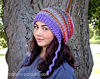 Crochet Pattern for Slouchy Hat Waves of Warmth, Child to Adult PDF 16-244