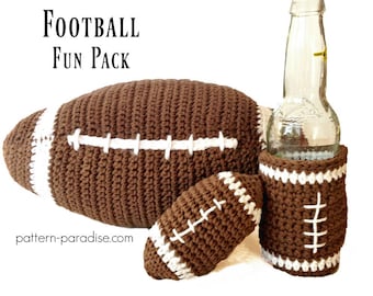Football Fun Set with Football and Beverage Cozy , Crochet Pattern, PDF 12-120
