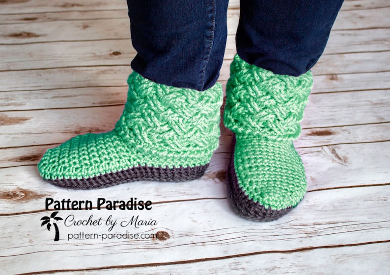 Crochet Pattern for Celtic Weave Slippers, House Slippers for Men, House Slippers for Women, Crocheted Slippers, Crocheted Shoes, Socks image 2