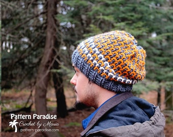 Crochet Pattern Winston Hat, Beanie, Slouchy, Hat for Men, Hat for Women, Hat for Kids, crochet hat