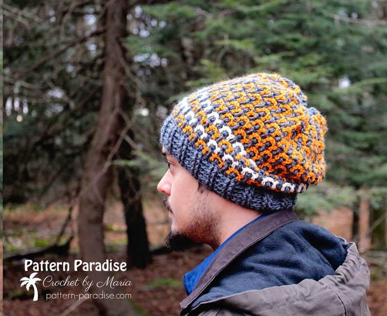 Crochet Pattern Winston Hat, Beanie, Slouchy, Hat for Men, Hat for Women, Hat for Kids, crochet hat image 1