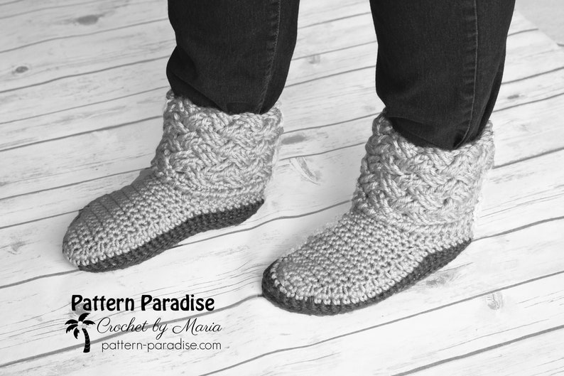 Crochet Pattern for Celtic Weave Slippers, House Slippers for Men, House Slippers for Women, Crocheted Slippers, Crocheted Shoes, Socks image 3