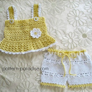 Crochet Pattern for Daisy Tank and Shorts Set, Baby Girl, PDF 12-023 INSTANT DOWNLOAD image 1