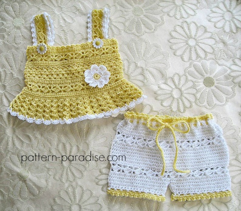 Crochet Pattern for Daisy Tank and Shorts Set, Baby Girl, PDF 12-023 INSTANT DOWNLOAD image 1