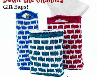 Crochet Pattern, Gift Bag, Bottle Bag, Gift Bags, Christmas Gift, Christmas Bag PDF17-335