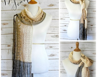 Crochet Pattern for Scarf, Biscotti Lacy Scarf, Wrap, Crochet Scarf, Women's Scarf