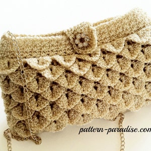 Crochet Pattern for Clutch, Purse, Evening Bag, Crocodile Stitch, PDF 12-056 INSTANT DOWNLOAD