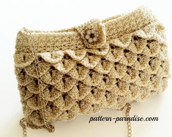 Crochet Pattern for Clutch, Purse, Evening Bag, Crocodile Stitch, PDF 12-056 INSTANT DOWNLOAD