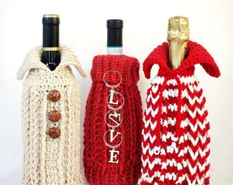 Crochet Pattern, Bottle Bag, Gift Bag, Bottle Sweater, Christmas Bag PDF15- 200