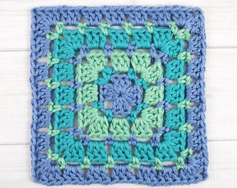 Point de bloc de motif au crochet, carré au crochet de 6 pouces, carré de couverture, lancer