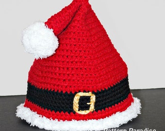 Crochet Pattern Santa Hat, Top Hat, Snowman Hat, Christmas Hat, Fun Hat, Crochet Hat, Santa's Helper Hat