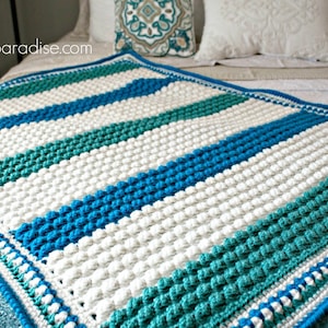 Crochet Pattern Baby Blanket Afghan Throw Blue Hawaiian PDF 17-308 image 1