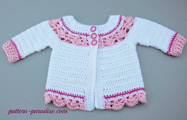 Crochet Pattern for Baby Toddler Sweater, Jasmine, PDF 12-093 image 3