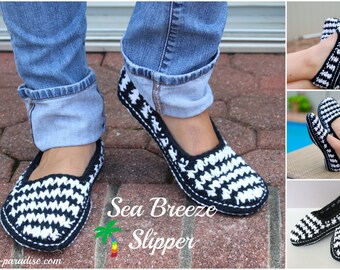 Crochet Pattern for Slippers, Houndstooth, adult shoes PDF14-149 INSTANT DOWNLOAD