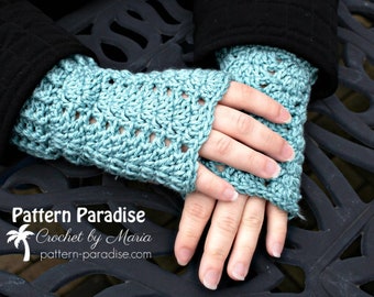 Crochet Pattern for Fingerless Gloves, Charmed Fingerless Gloves, Mittens, Women's Accessories, Handwarmers, Wristers