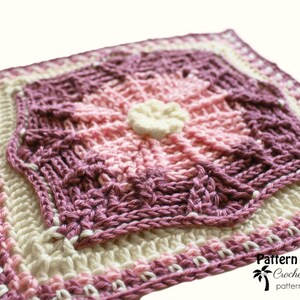 Crochet Pattern Afghan Barcelona, 12 Crochet Square, Blanket Square, Throw image 3