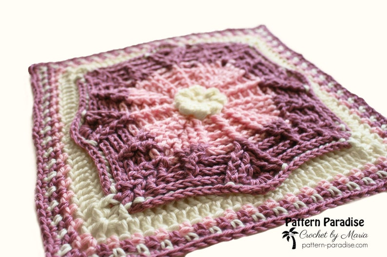 Crochet Pattern Afghan Barcelona, 12 Crochet Square, Blanket Square, Throw image 3