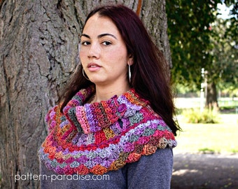 Crochet Pattern Cowl Scarf Poncho, Waves of Warmth PDF 16-243