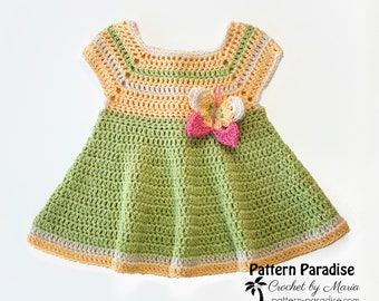 Crochet Pattern for Baby Girl Dress, Butterfly Kisses, Baby Dress Pattern, Crochet Baby Dress, Crochet Dress, Butterfly Dress