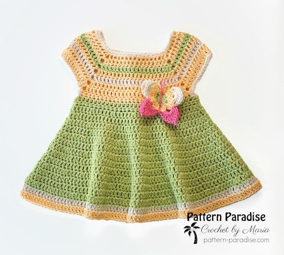 Crochet Pattern for Baby Girl Dress, Butterfly Kisses, Baby Dress Pattern, Crochet Baby Dress, Crochet Dress, Butterfly Dress