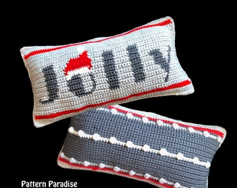 Crochet Pattern Jolly Reversible Pillow, Crochet Pillow, Throw Pillow, Christmas Pillow