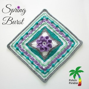 Crochet Pattern Afghan Square Spring Burst PDF 15-179 INSTANT DOWNLOAD image 1