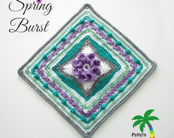Crochet Pattern Afghan Square Spring Burst  PDF 15-179 INSTANT DOWNLOAD